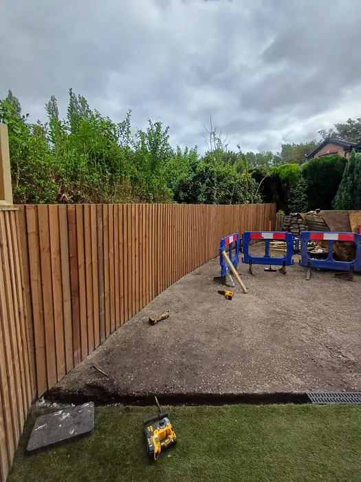 Completed timber garden boundary fence