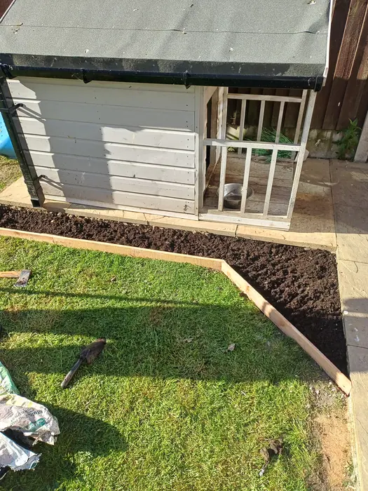 Completed garden edging and flower bed