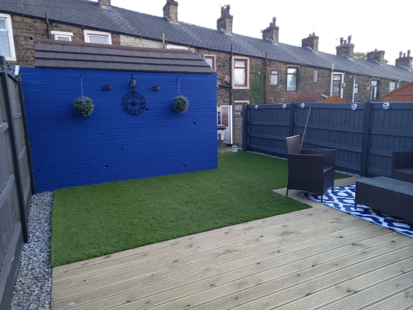 Completed garden renovation with timber decking
